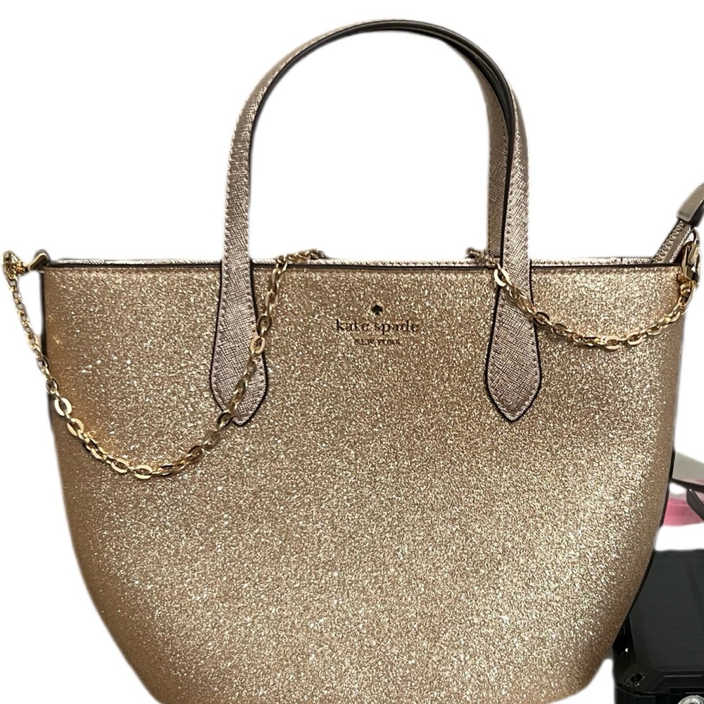 Kate Spade Glimmer Satchel in gold glitter fabric - Picture 4 of 10